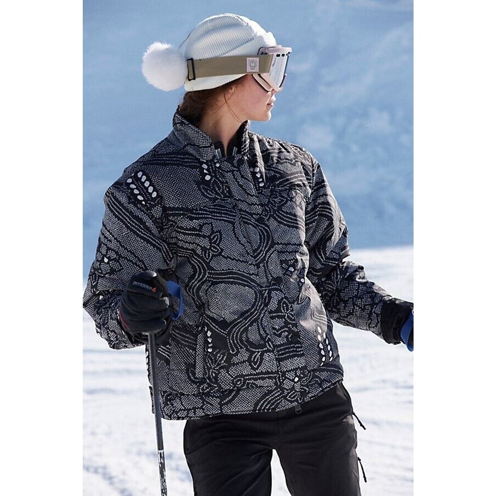 Free People Bunny Slope Printed Puffer Coat and Ski Pants FULL SET